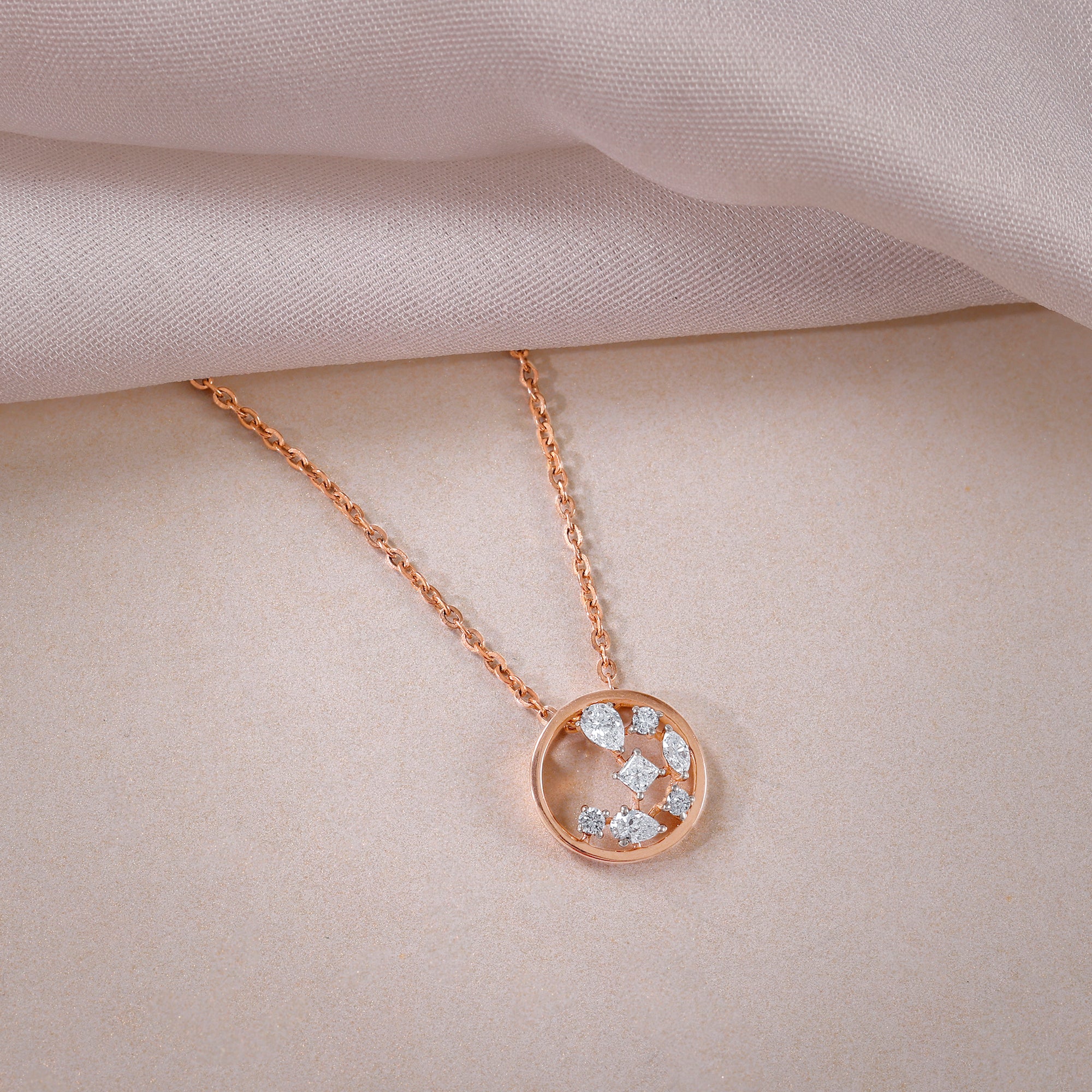 Rose Gold Circle of Faith Lab Grown Diamond Pendant - view 3