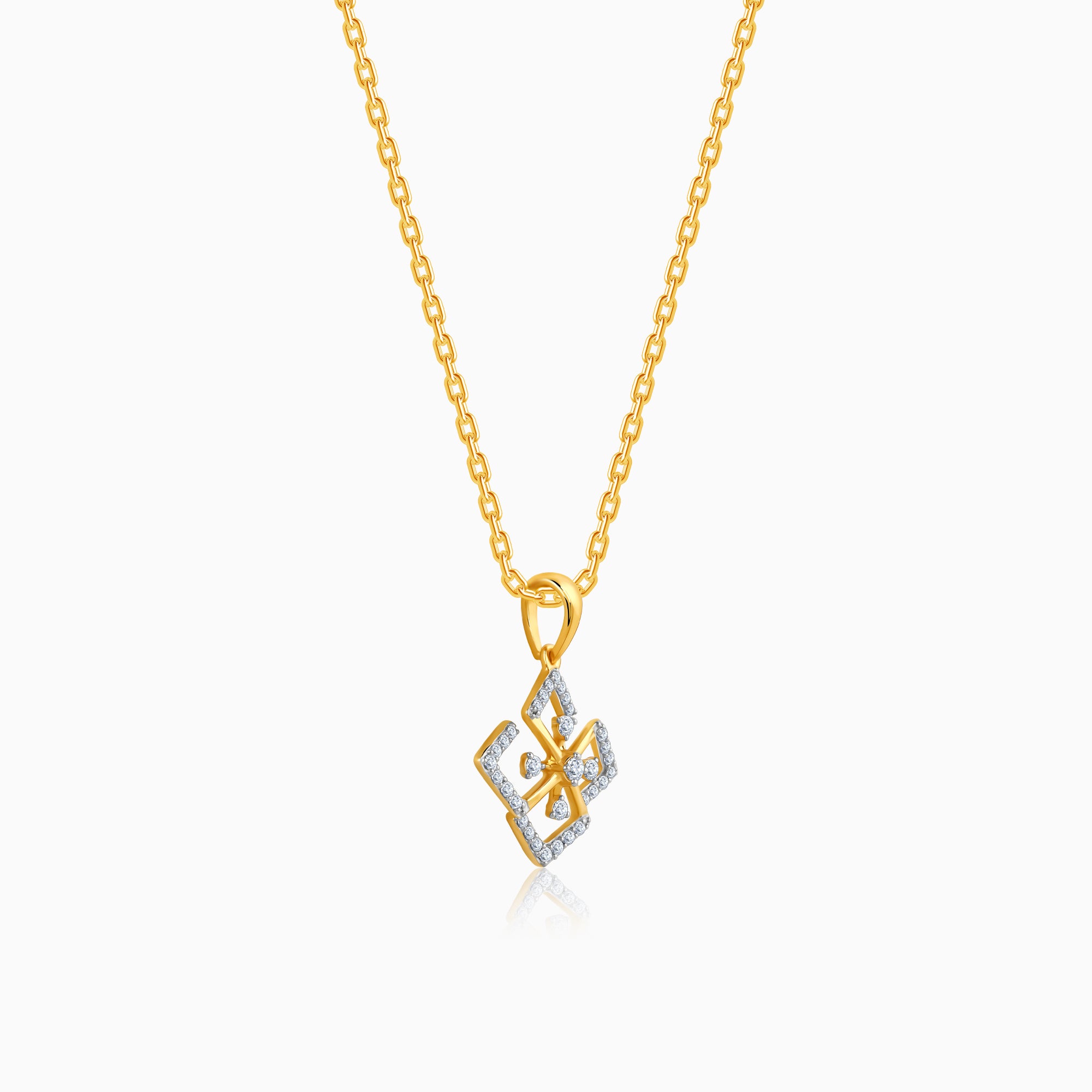 Gold Losange Diamond Pendant - view 4