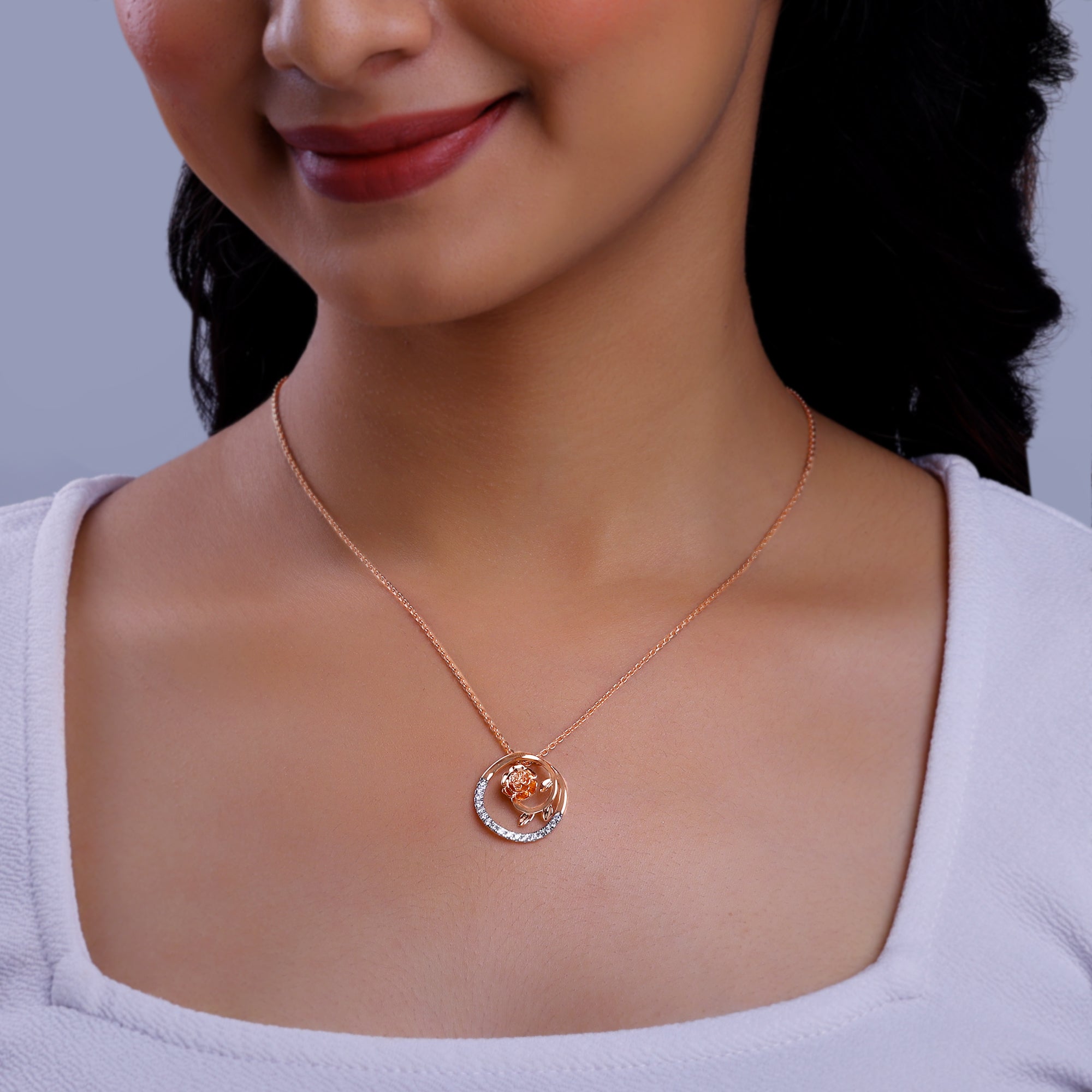 Rose Gold Blissful Shine Diamond Pendant - view 3