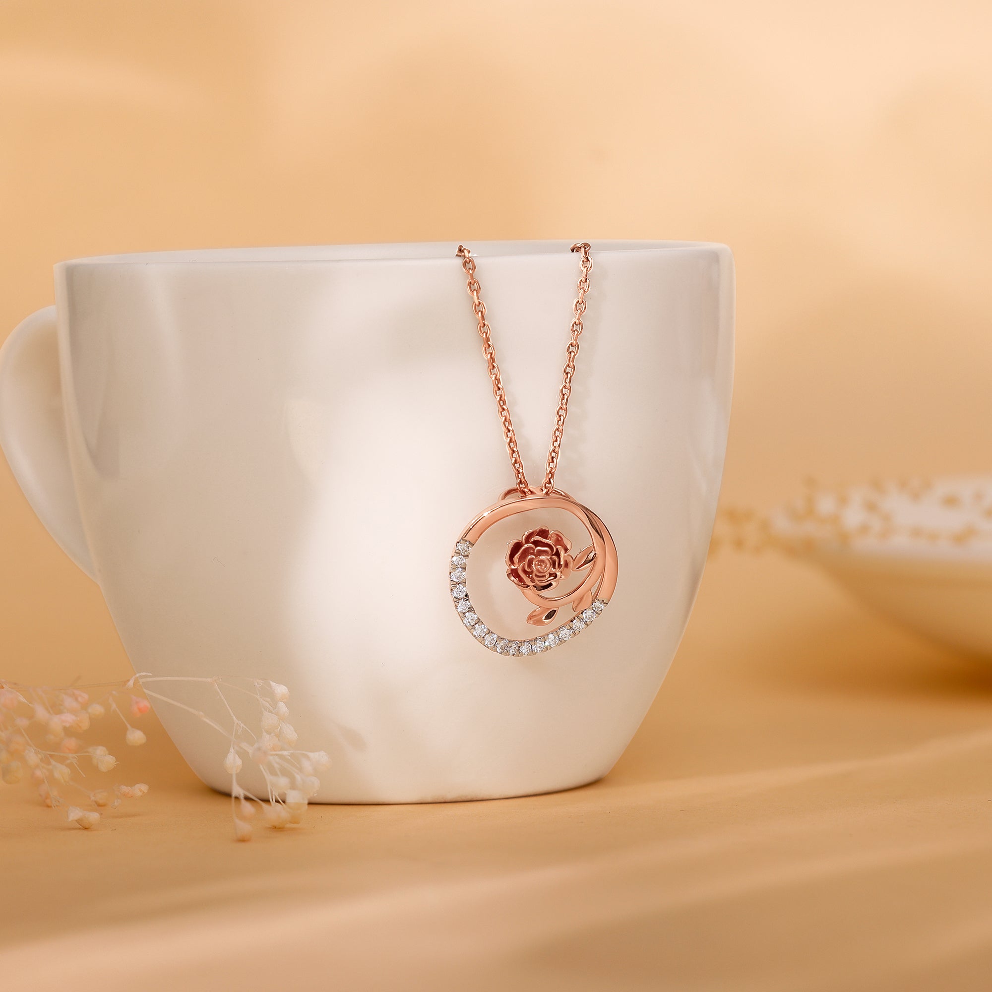 Rose Gold Blissful Shine Diamond Pendant - view 2
