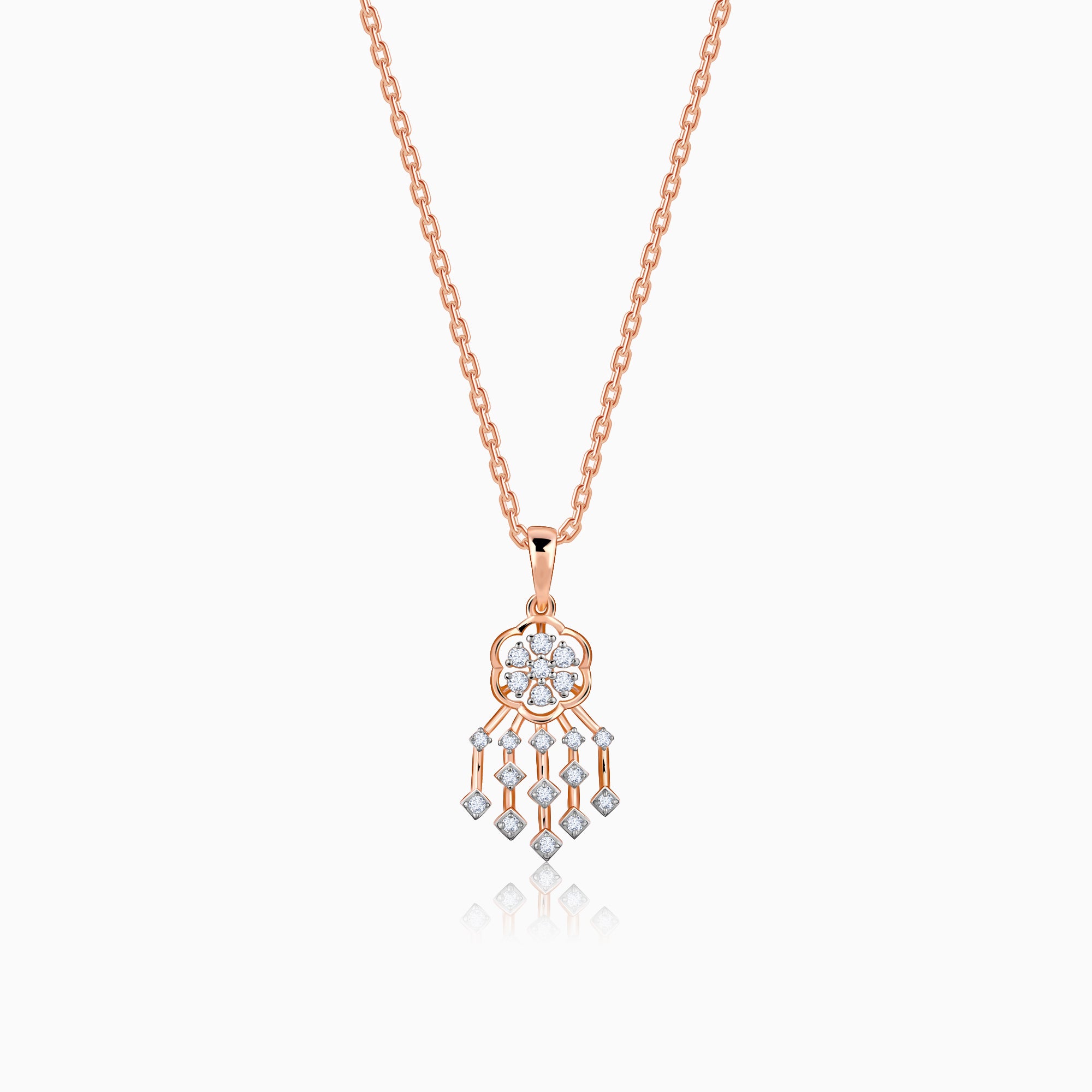 Rose Gold Radiant Bloom Diamond Pendant - Image 1