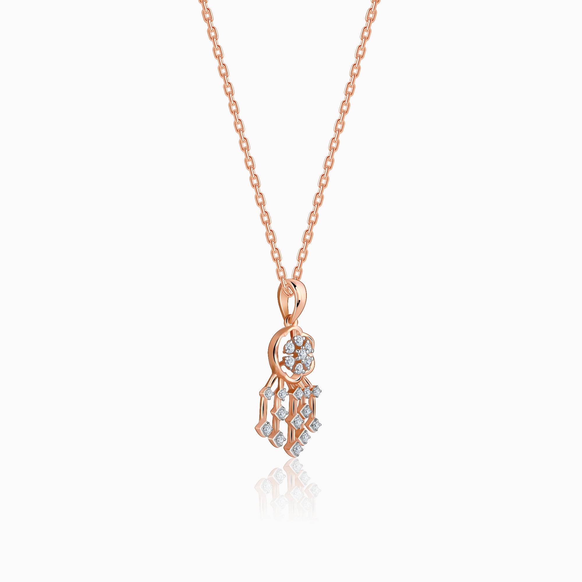 Rose Gold Radiant Bloom Diamond Pendant - view 4