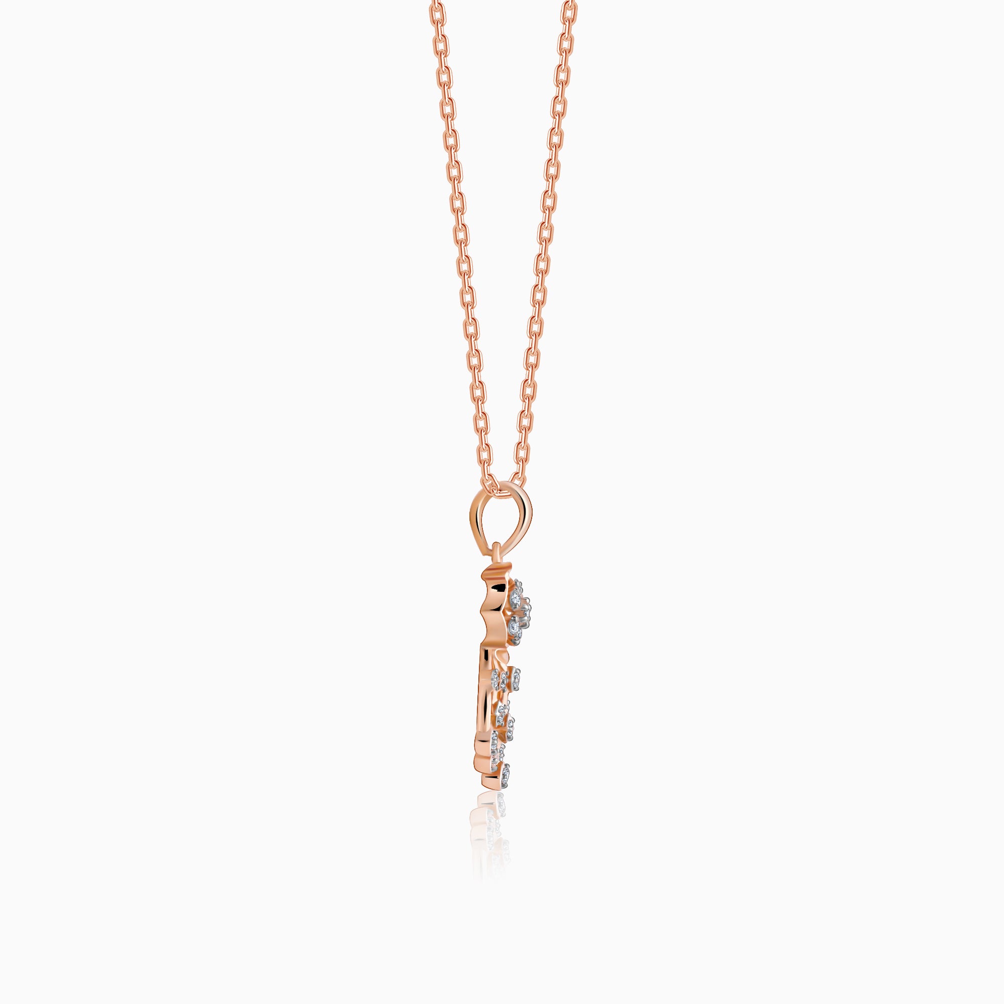 Rose Gold Radiant Bloom Diamond Pendant - view 5