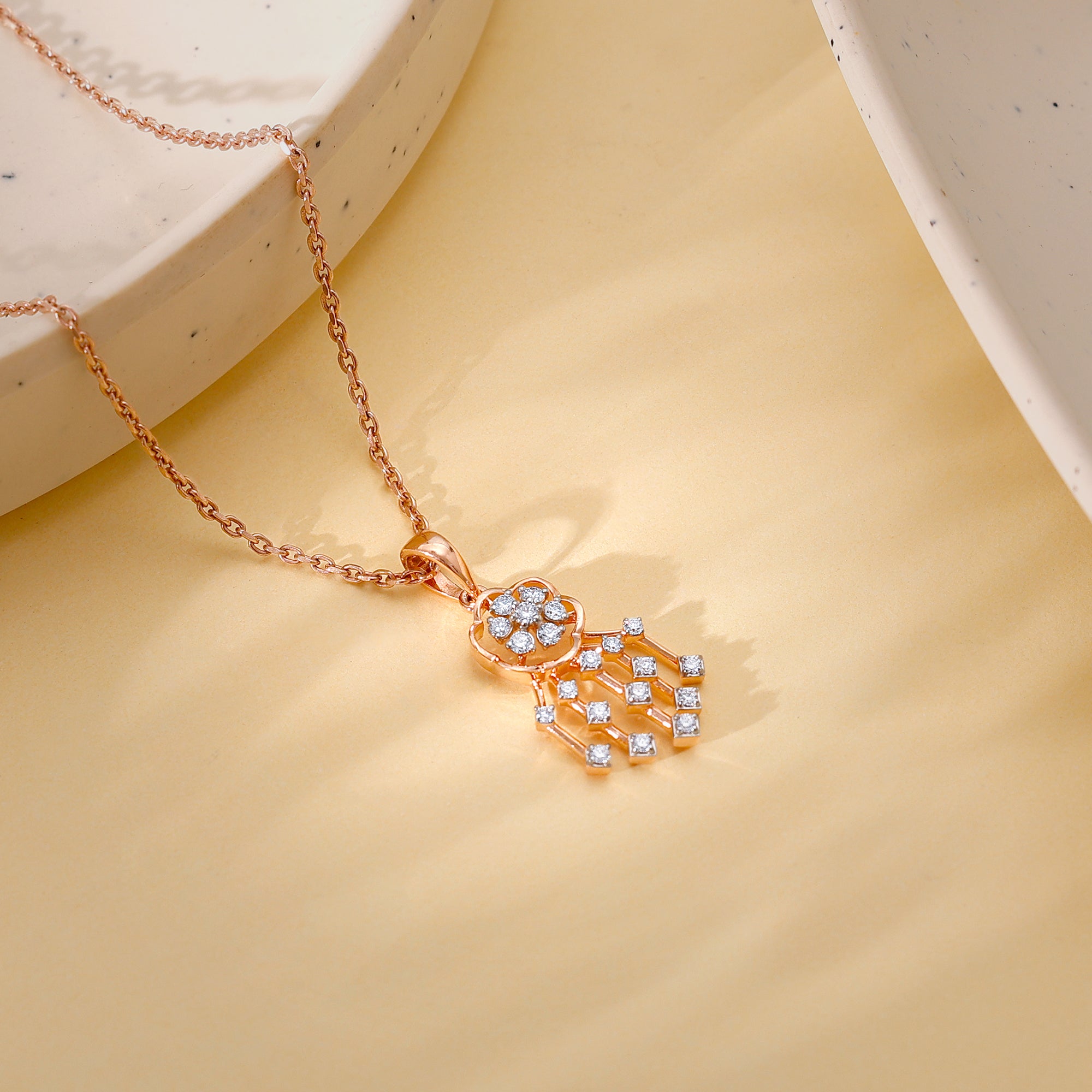 Rose Gold Radiant Bloom Diamond Pendant - view 2