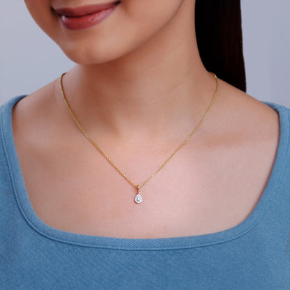 Gold Embellish Lab Grown Diamond Teardrop Pendant