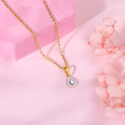 Gold Embellish Lab Grown Diamond Teardrop Pendant