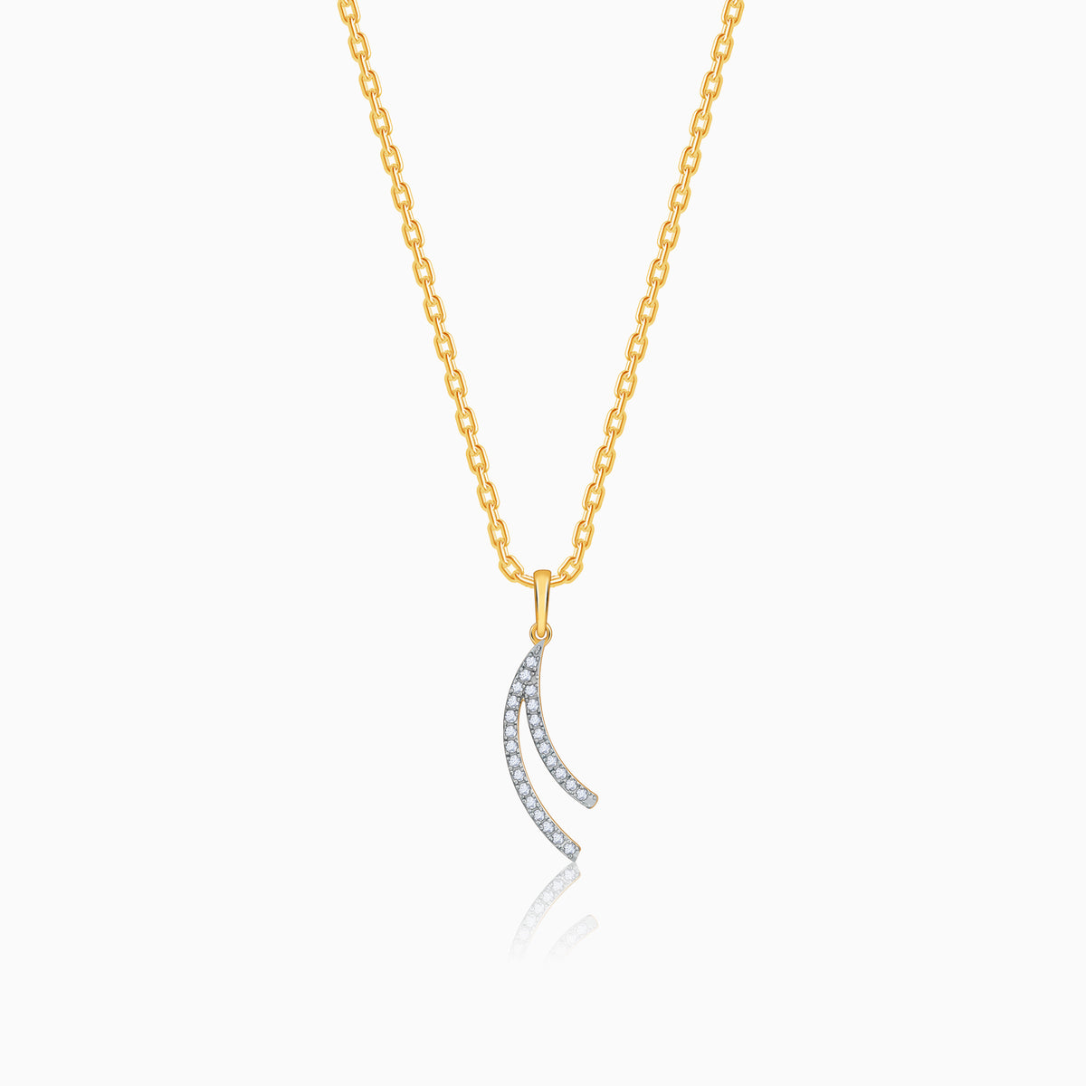Gold Wave Layers Lab Grown Diamond Pendant