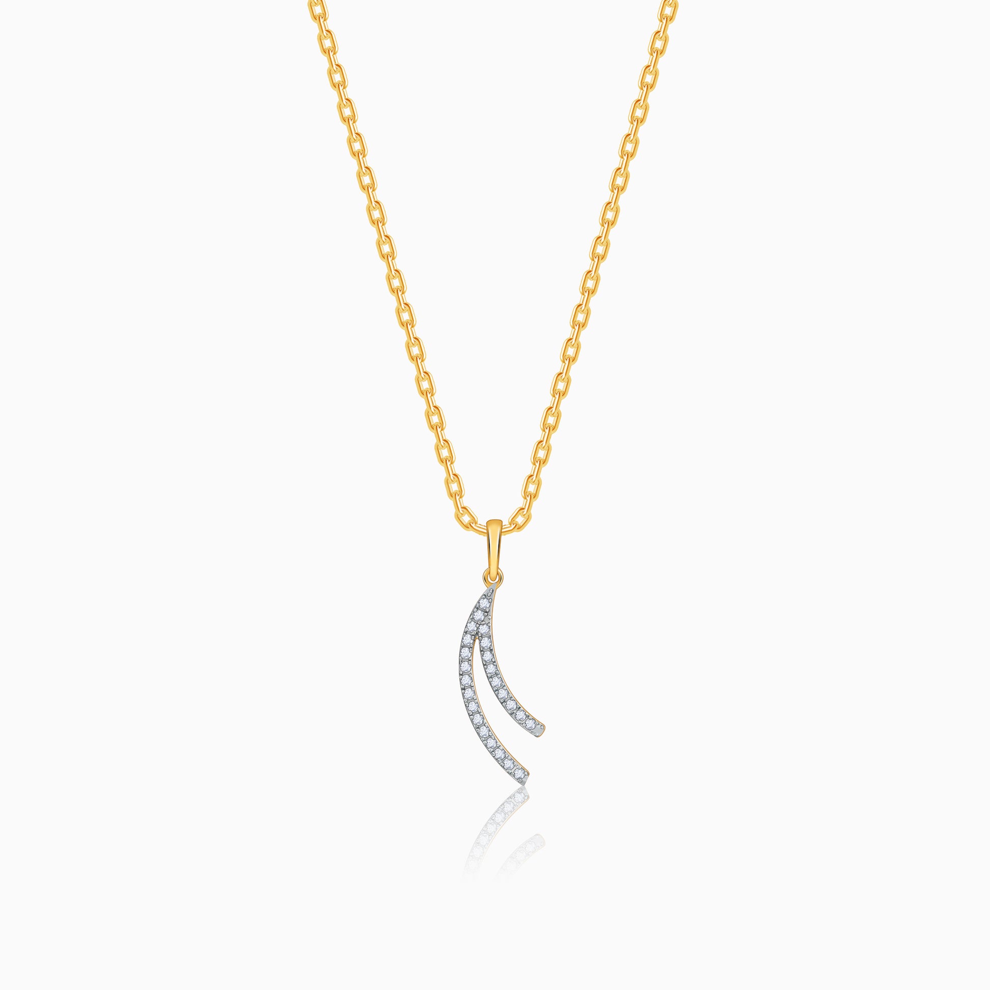 Gold Wave Layers Diamond Pendant- Gold Pendants For Women