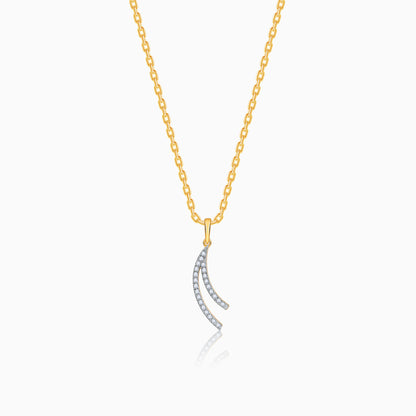 Gold Wave Layers Diamond Pendant- Gold Pendants For Women