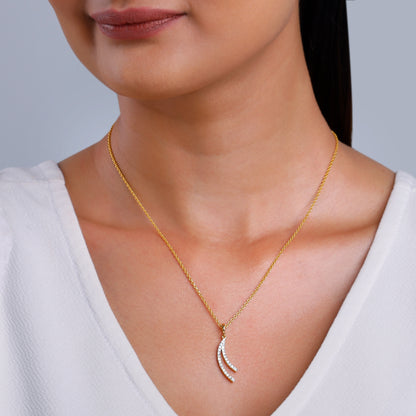 Gold Wave Layers Lab Grown Diamond Pendant