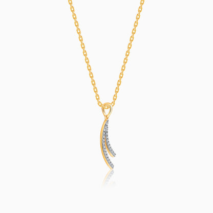 Gold Wave Layers Lab Grown Diamond Pendant