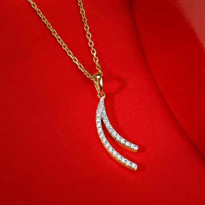 Gold Wave Layers Lab Grown Diamond Pendant