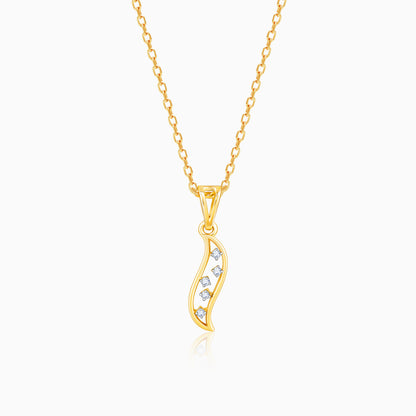Gold Glittering Flame Diamond Pendant