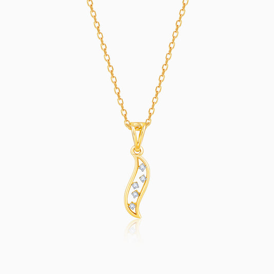 Gold Glittering Flame Diamond Pendant