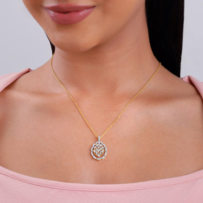 Gold Honeycomb Lab Grown Diamond Pendant