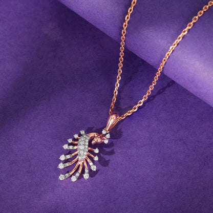 Rose Gold Peacock Lab Grown Diamond Pendant
