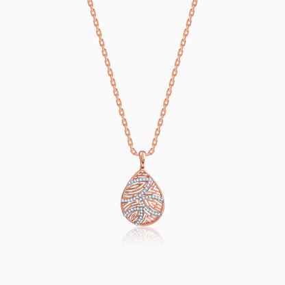 Rose Gold Leaf Drop Lab Grown Diamond Pendant