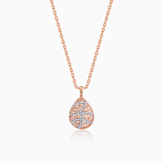 Rose Gold Leaf Drop Lab Grown Diamond Pendant