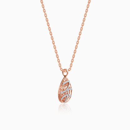 Rose Gold Leaf Drop Lab Grown Diamond Pendant