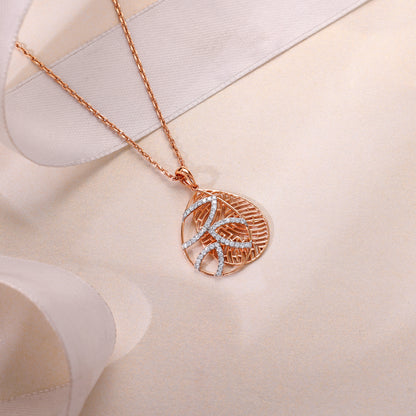 Rose Gold Leaf Drop Lab Grown Diamond Pendant