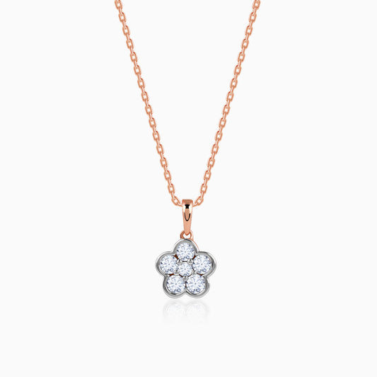 Rose Gold Floral Dazzle Lab Grown Diamond Pendant
