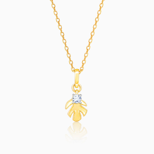 Gold Fancy Leaf Diamond Pendant