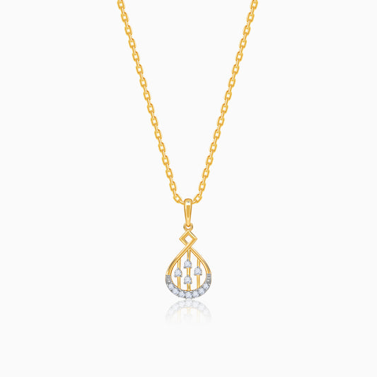 Gold Dropping Ray Lab Grown Diamond Pendant