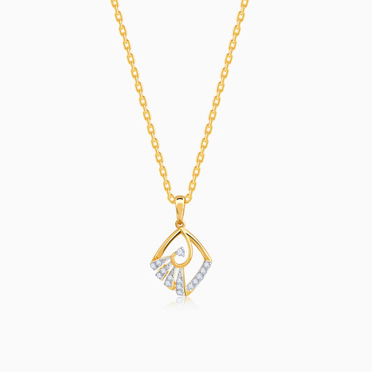 Gold Angular Lab Grown Diamond Pendant