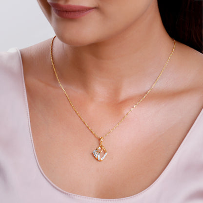 Gold Angular Lab Grown Diamond Pendant