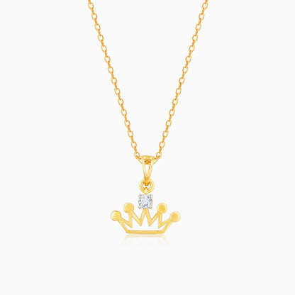 Gold Glorious Crown Diamond Pendant