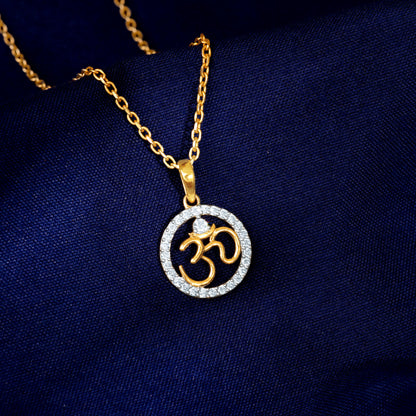 Gold Omkar Lab Grown Diamond Pendant