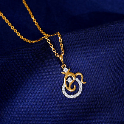 Gold Spiritual Ganesha Lab Grown Diamond Pendant