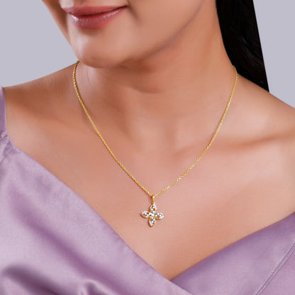 Gold Blooming Lab Grown Diamond Pendant