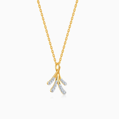 Gold Leafy Lab Grown Diamond Pendant