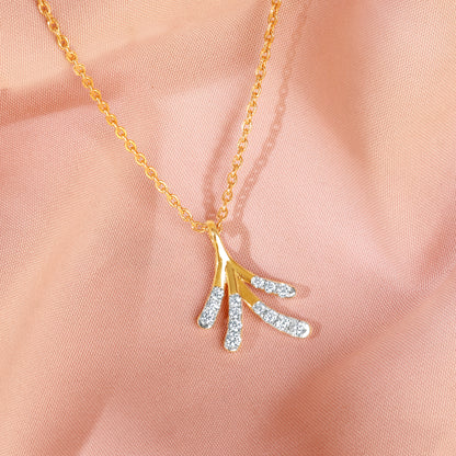 Gold Leafy Lab Grown Diamond Pendant