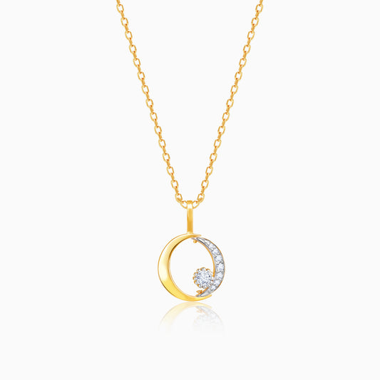 Gold Crescent-To-Full-Moon Foldable Diamond Pendant