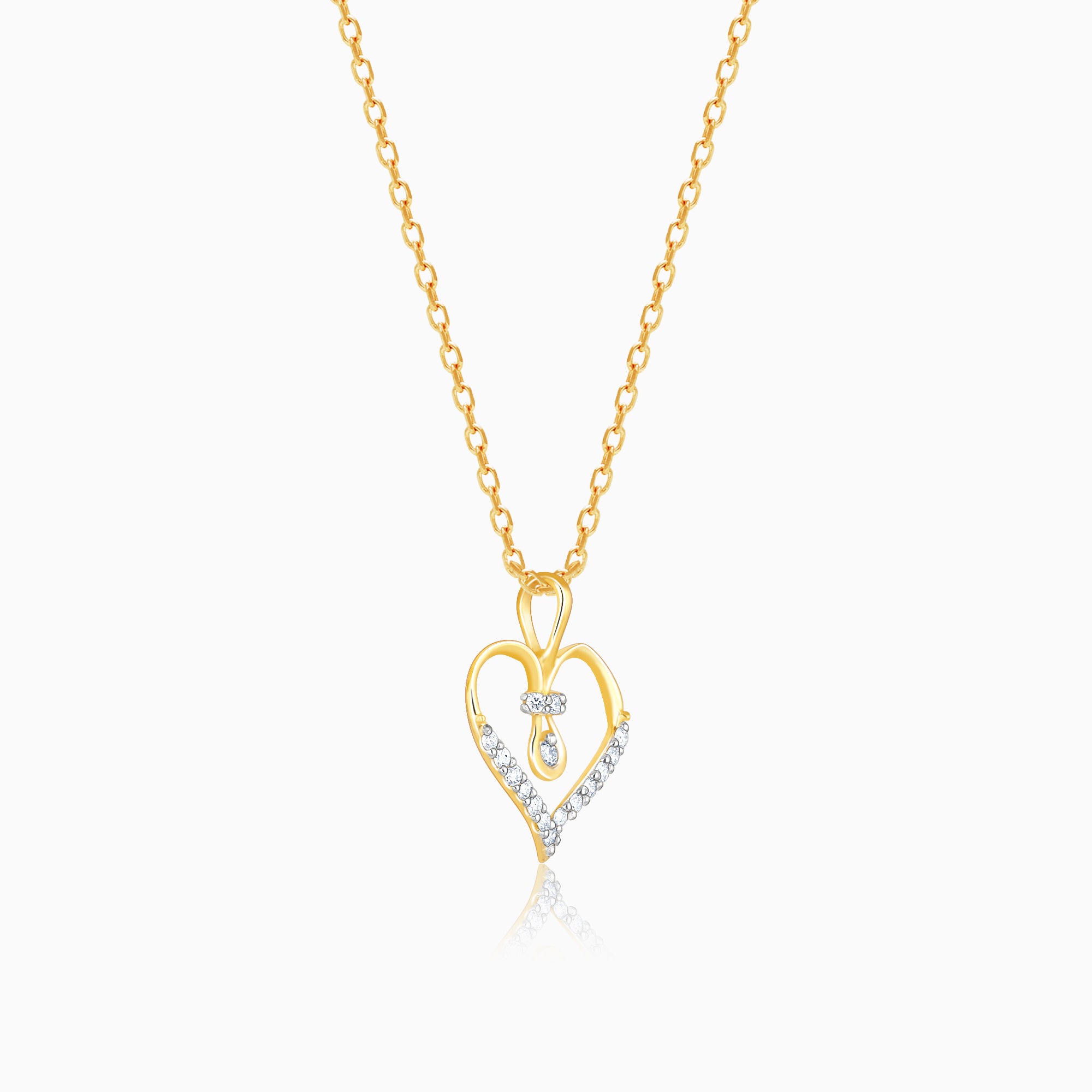 Gold Tiny Diamond Heart Necklace
