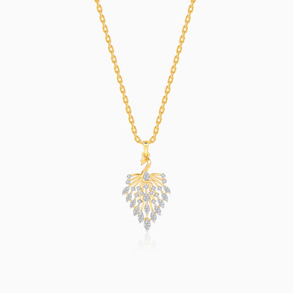 Gold Peacock Dance Lab Grown Diamond Pendant