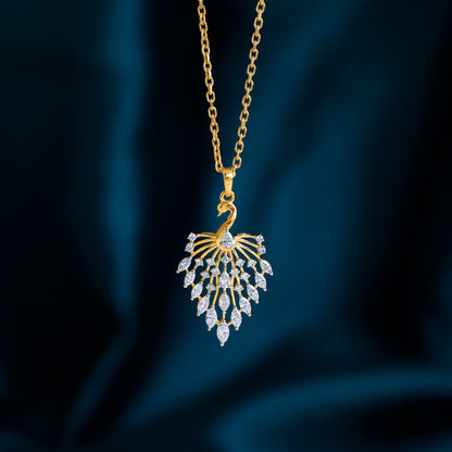 Gold Peacock Dance Lab Grown Diamond Pendant