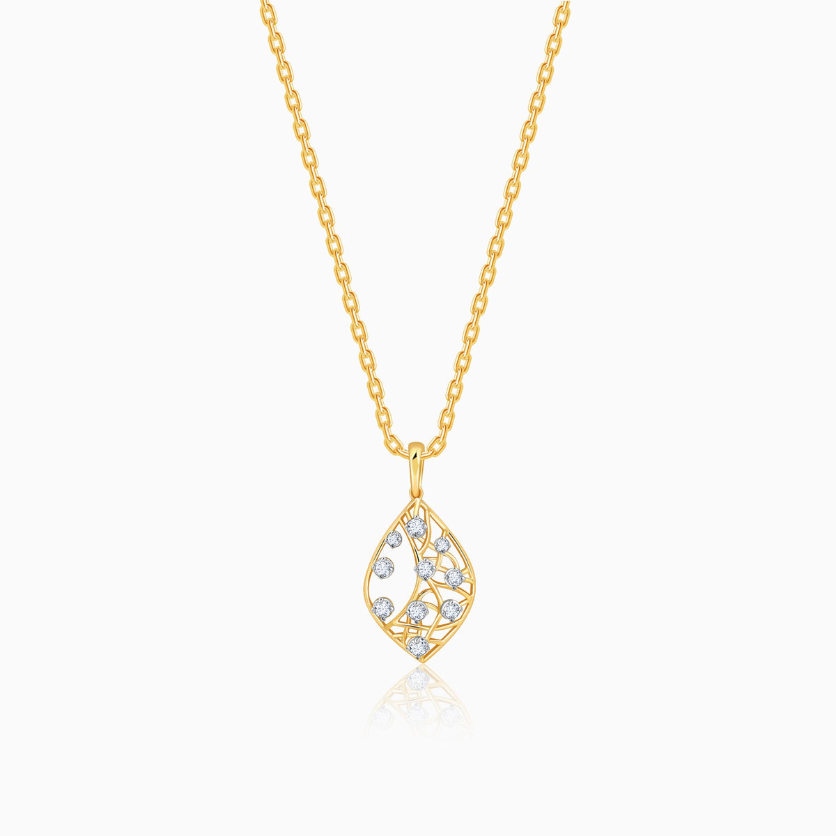 Gold Leafy Glam Lab Grown Diamond Pendant