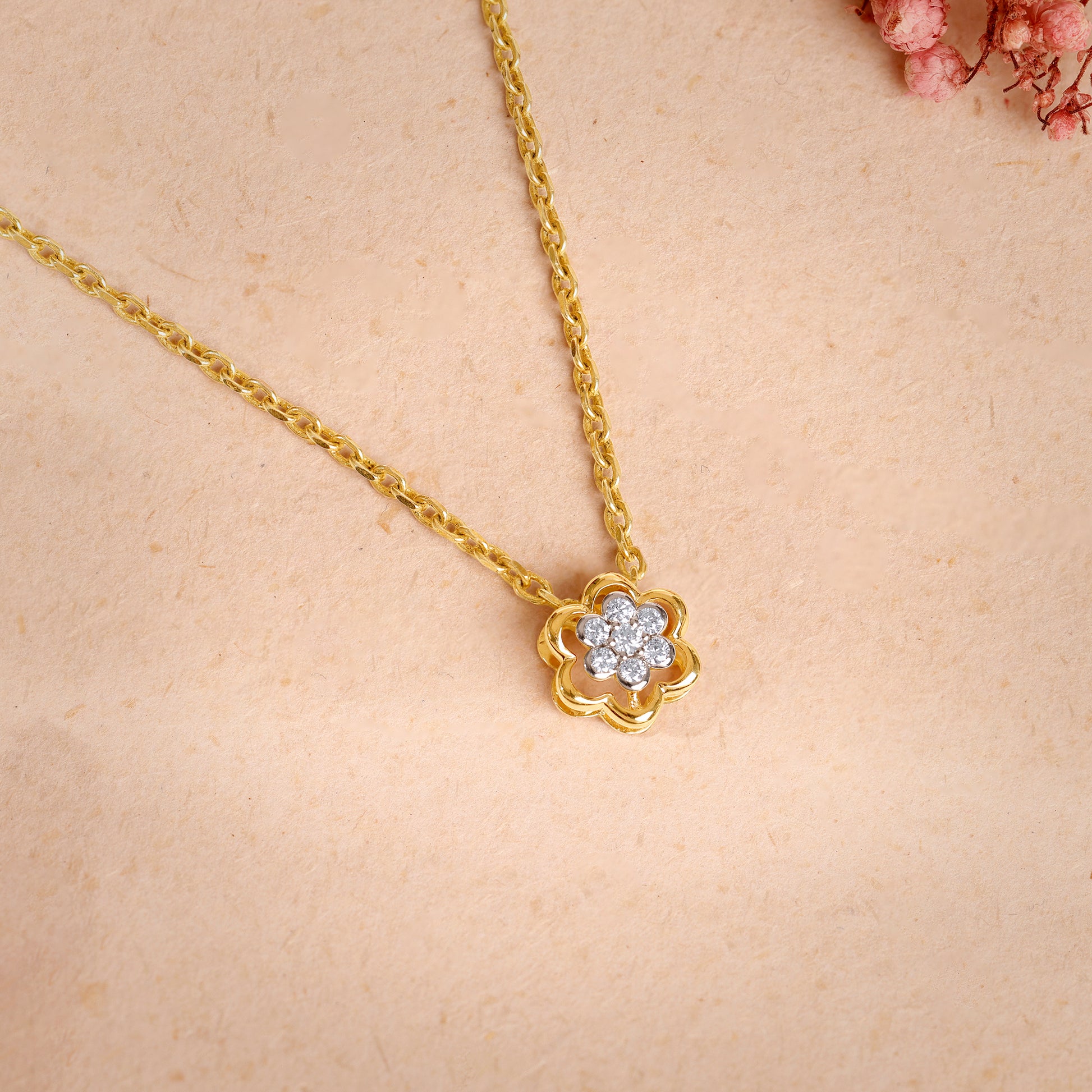Gold Bloom Essence Lab Grown Diamond Pendant