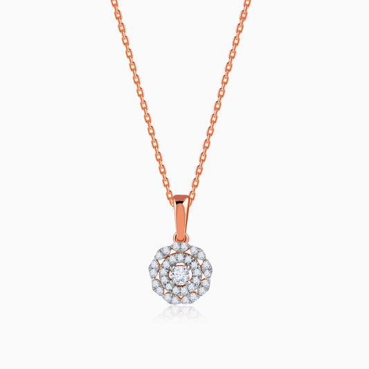 Rose Gold Double Halo Lab Grown Diamond Pendant