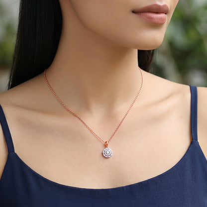 Rose Gold Double Halo Lab Grown Diamond Pendant