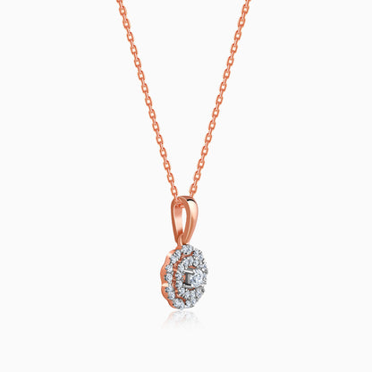 Rose Gold Double Halo Lab Grown Diamond Pendant
