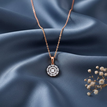 Rose Gold Double Halo Lab Grown Diamond Pendant
