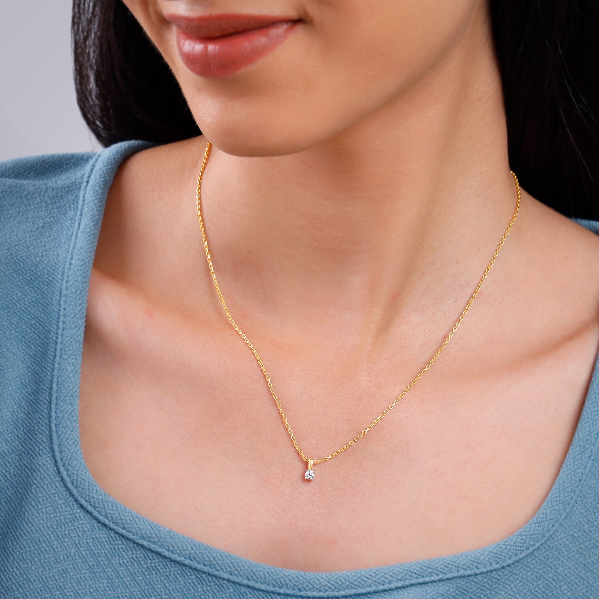 Gold Beauty In Solitaire Lab Grown Diamond Pendant