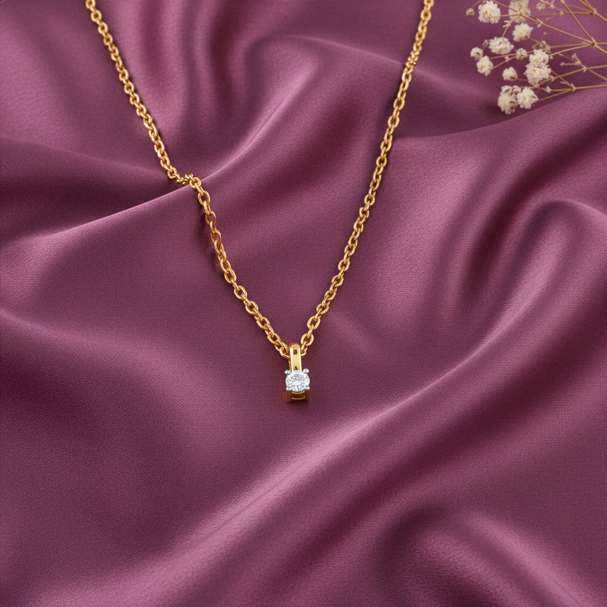 Gold Beauty In Solitaire Lab Grown Diamond Pendant