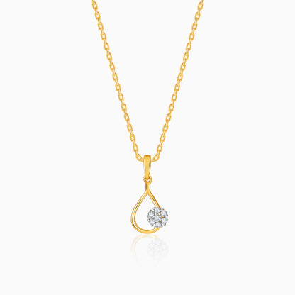 Gold Aqua Bloom Lab Grown Diamond Pendant
