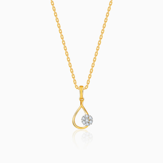 Gold Aqua Bloom Lab Grown Diamond Pendant