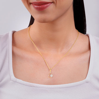 Gold Aqua Bloom Lab Grown Diamond Pendant